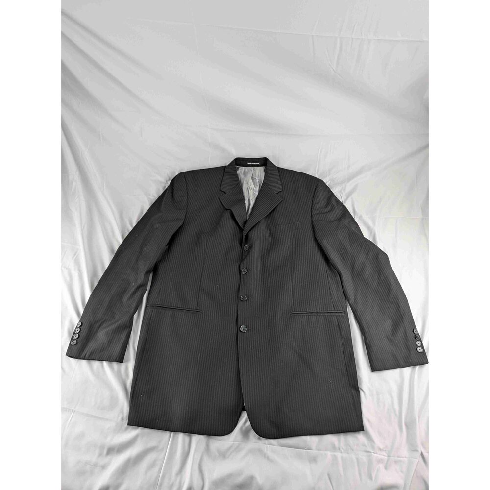 Sean John Black Pinstripe Four Button Blazer Suit Jacket Size 46L 100% New Wool